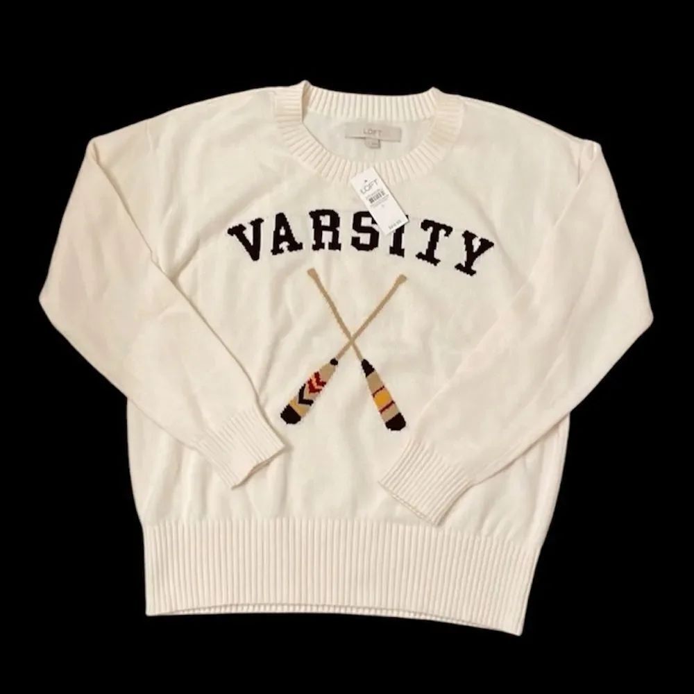 NWT Ann Taylor LOFT Varsity Sweater - Cream
